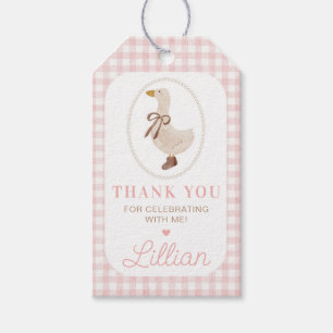 Etiquetas Para Regalos Fiesta de Cumpleaños de Silly Goose Pink Gingham