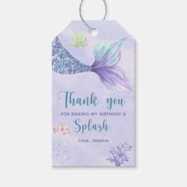 Etiquetas Para Regalos Fiesta de cumpleaños de Sirena bajo el mar gracias