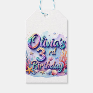 Etiquetas Para Regalos Fiesta de Cumpleaños de Sirena Nombre Personalizad