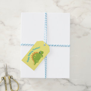 Etiquetas Para Regalos Fiesta de cumpleaños de Stegosaurus Dinosaur