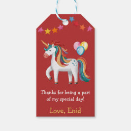 Etiquetas Para Regalos Fiesta de Cumpleaños de Unicornio Arcoíris, Globos