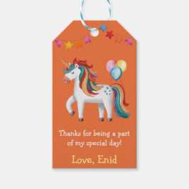 Etiquetas Para Regalos Fiesta de Cumpleaños de Unicornio Arcoíris, Globos