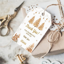 Etiquetas Para Regalos Fiesta de cumpleaños del árbol de Navidad de oro