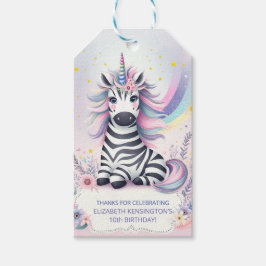 Etiquetas Para Regalos Fiesta de cumpleaños del arcoiris Zebra Unicornio