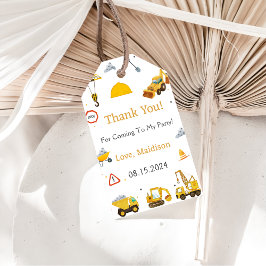 Etiquetas Para Regalos Fiesta de cumpleaños del camión de construcción