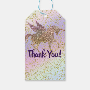 Etiquetas Para Regalos Fiesta de Cumpleaños Fantasía Glitter Dorado Paste
