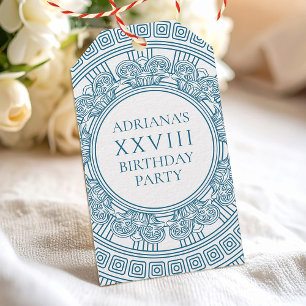 Etiquetas Para Regalos Fiesta de cumpleaños griega con toga con diseño az