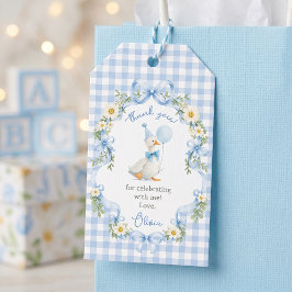 Etiquetas Para Regalos Fiesta de Cumpleaños Lazo Azul de Ganso Tonto