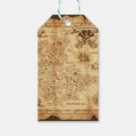 Etiquetas Para Regalos Fiesta de Cumpleaños Mapa del Tesoro Antiguo Pirat