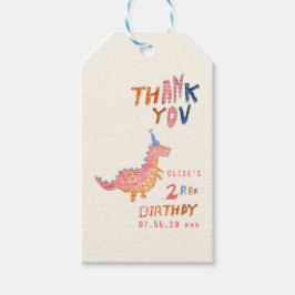 Etiquetas Para Regalos Fiesta de cumpleaños número 2 del dinosaurio rojo
