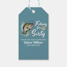 Etiquetas Para Regalos Fiesta de cumpleaños número 60 de la pesca de cose