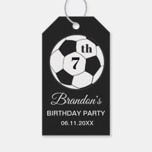 Etiquetas Para Regalos Fiesta de cumpleaños número 7 Fútbol Negro Niños D