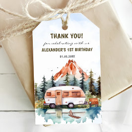 Etiquetas Para Regalos Fiesta de Cumpleaños Rústico de la Montaña Camping