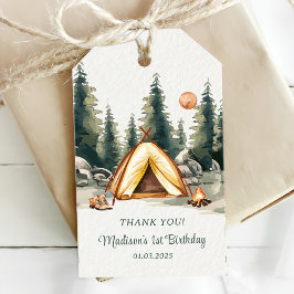 Etiquetas Para Regalos Fiesta de Cumpleaños Rústico de la Montaña Camping