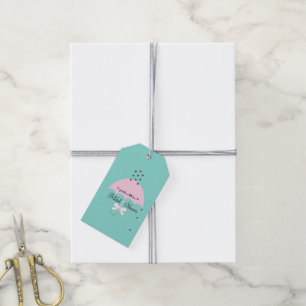 Etiquetas Para Regalos Fiesta de ducha azul teal y rosa espolvorea amor