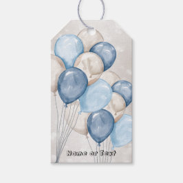 Etiquetas Para Regalos Fiesta de Globos Azules y Blancos de Acuarela Ador