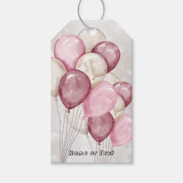Etiquetas Para Regalos Fiesta de Globos Blancos y Rosas en Acuarela Adora
