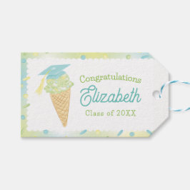Etiquetas Para Regalos Fiesta de Graduación de Helado Azul Verde