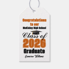 Etiquetas Para Regalos Fiesta de Graduación de la Clase de 2026 de Naranj