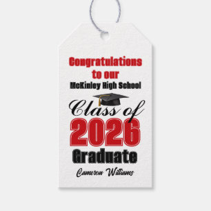 Etiquetas Para Regalos Fiesta de Graduación de la Clase Roja de 2026 Pers