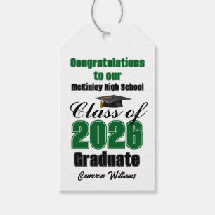Etiquetas Para Regalos Fiesta de Graduación de la Clase Verde de 2026 Per