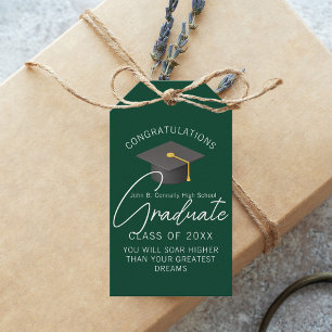 Etiquetas Para Regalos Fiesta de Graduación Personalizada Verde Oscuro