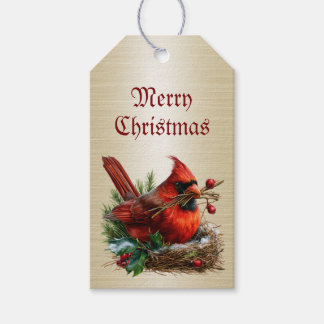 Etiquetas Para Regalos Fiesta de Navidad Cardenal Pájaros Rojos Flor Vaca