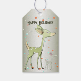 Etiquetas Para Regalos Fiesta de Navidad Ciervos Verdes Fiestas Bonito