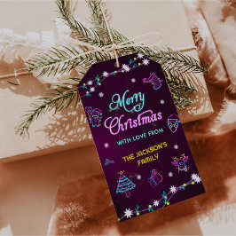 Etiquetas Para Regalos Fiesta de Navidad de vacaciones modernas de neón p