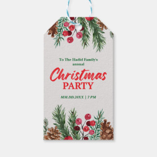 Etiquetas Para Regalos Fiesta de Navidad Familiar con Foto Vintage Verde