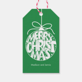 Etiquetas Para Regalos Fiesta de Ornamento de Feliz Navidad Verde