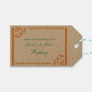 Etiquetas Para Regalos Fiesta de Papel Picado Boda Mexicana Naranja
