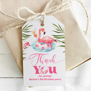 Etiquetas Para Regalos Fiesta de piscina flamenco rosa cumpleaños niña
