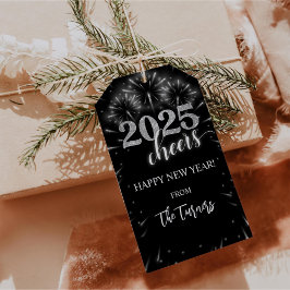 Etiquetas Para Regalos Fiesta de plata y negro en vísperas de Año Nuevo