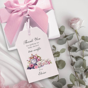 Etiquetas Para Regalos Fiesta De Té Vintage Roses Rosados Rosados Baby Sh