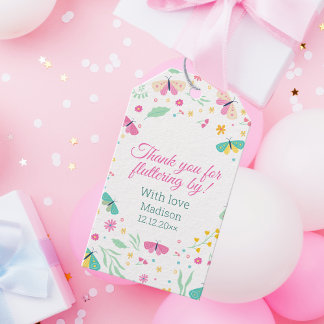 Etiquetas Para Regalos Fiesta del Jardín del Chica de mariposa Pastel Bla