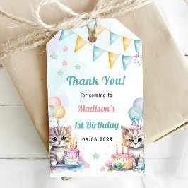 Etiquetas Para Regalos Fiesta del primer cumpleaños de Cute Kitty Cat