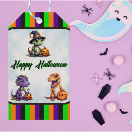 Etiquetas Para Regalos Fiesta Dino-Mash de los dinosaurios de Halloween