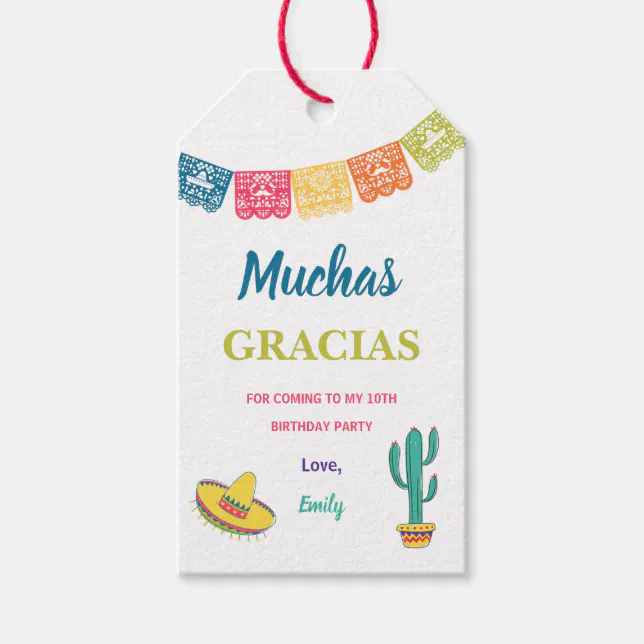 Etiquetas Para Regalos Pinata mexicana agradecida a los niños Fiesta de c
