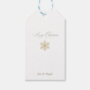 Etiquetas Para Regalos Fiesta Minimalista de Copo de Nieve de Oro