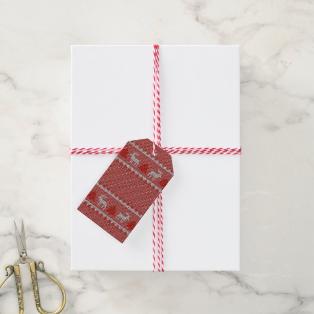 Etiquetas Para Regalos Fiesta Navideña Roja (Con cuerda)