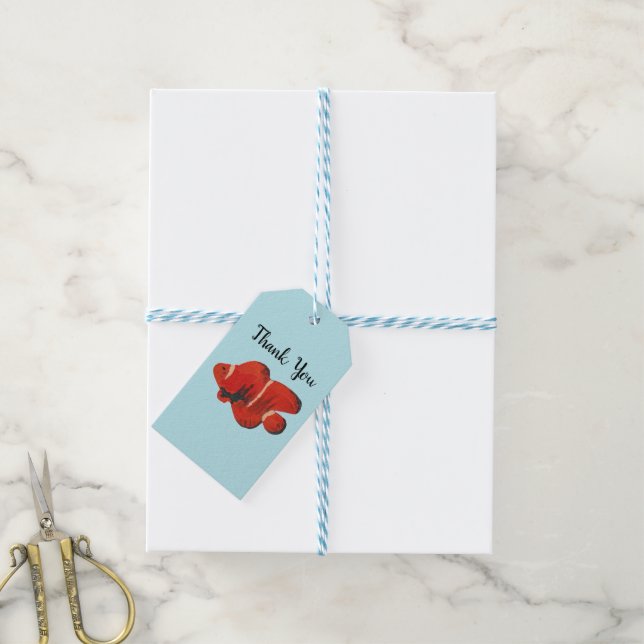 Etiquetas Para Regalos Fiesta Océano de pez globo (Con cuerda)