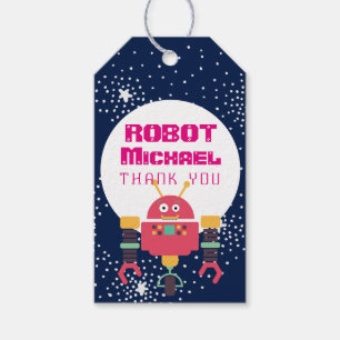 Etiquetas Para Regalos FIESTA ROBOT Suministra nueces rosadas azules y pe
