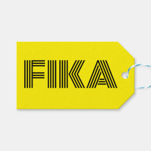 Etiquetas Para Regalos Fika sueca amarillo y negro