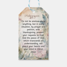 Etiquetas Para Regalos Filipinas 4:6-7 Biblia cristiana Verse acuarela