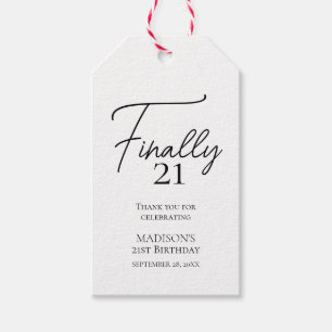 Etiquetas Para Regalos Finalmente 21 cumpleaños negro y blanco