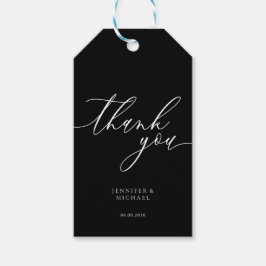 Etiquetas Para Regalos Firma de caligrafía negra Gracias