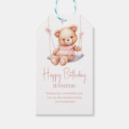 Etiquetas Para Regalos First Birthday Favor Tags Whimsical Bear Swing