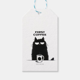 Etiquetas Para Regalos First Coffee Then Meow – Funny Cat Coffee Lover