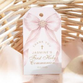 Etiquetas Para Regalos First Holy Communion Cross Pink Bow Thank you